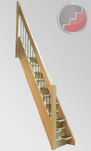 Ash 40 spacesaver staircase (with optional handrail and carpet inserts) Ash 40 spacesaver staircase (with optional handrail and carpet inserts)
