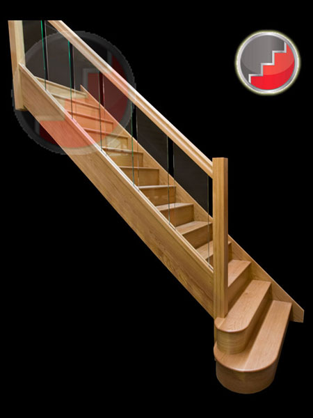 Houston Oak Glass Staircase - side view Houston Oak Glass Staircase - side view